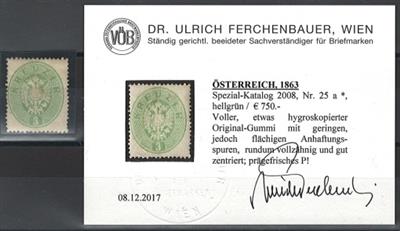 - Österr. Nr. 25a hellgrün, - Briefmarken