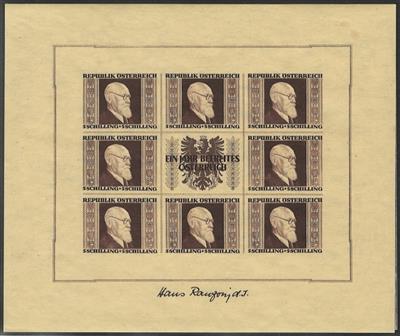 ** - Österr. RENNERBLOCK kpl. postfr. in Prachterh. auf Safe - Dualbl., - Stamps