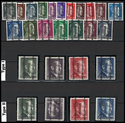 ** - Sammlung Österr. 1945/2001 u.a. mit Gitter (Markwerte gepr. Sturzeis), - Stamps