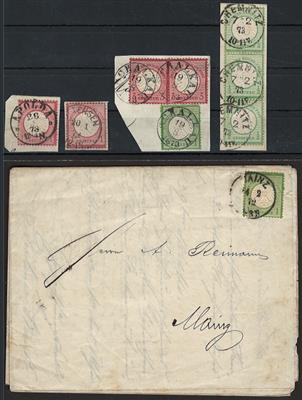 Briefstück/Poststück - D.Reich Brustschildausg. hübsche Partie teils mit kl. Abarten, - Stamps
