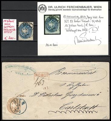 gestempelt/Briefstück/Poststück - Österr. Monarchie - Partie Ausg. 1863 und 1863/64 u.a. Nr. 24, - Známky