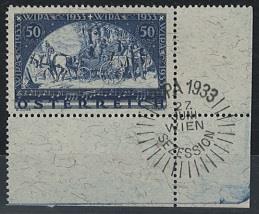 gestempelt - Österr. - WIPA Faser - linkes unteres Eckrandstück mit Sezessions - Sonderstempel vom 27.6., - Briefmarken