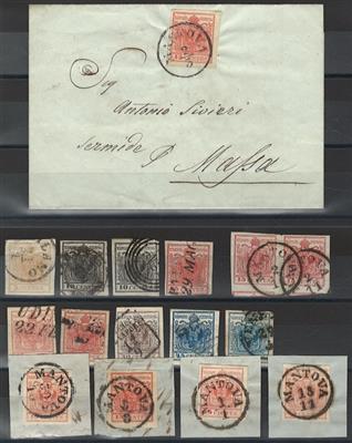 gestempelt/Poststück - Partie Dubl. Lombardei Venetien Nr. 1/5 und 1 Brief mit Nr. 3 H, - Briefmarken