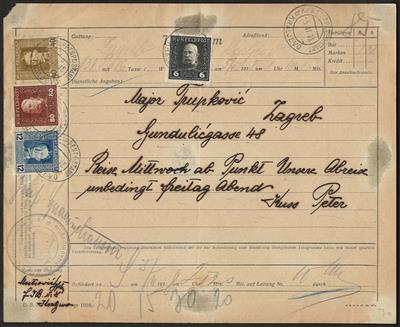 Poststück - Bosnien - Frankiertes Telegramm aus Kraljevo nach Zagreb aus 1918, - Stamps