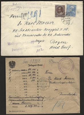 Poststück/Briefstück - Partie Poststücke Österr. ab Monarchie tls. mit Numismatik - Bezug, - Briefmarken