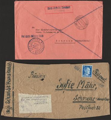 Poststück/Briefstück - Patie Poststücke D.Reich mit D. Bes. WK II u.a. Poststückder DDP Bozen nach Schruns aus 1944, - Známky