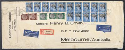 Poststück - D.Reich 1938 Mi. Nr. 539 (15) mit Zufrankatur auf rekommandiertem Flugpostbrief von Bremen nach Melbourne, - Známky