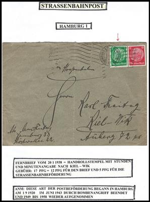 Poststück - D.Reich 3 Stück STRAßENBAHNPOST aus 1931/38 aus Hamburg, - Francobolli
