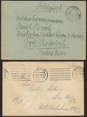 Poststück - Feldpost WK II - Volkssturm - Brief aus Wien vom 13.1. 1945 innerhalb Wiens, - Stamps