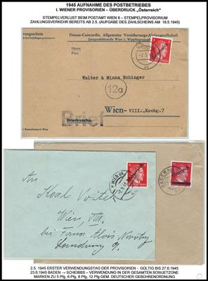 Poststück - Österr. 1945 - Kl. partie - Briefmarken