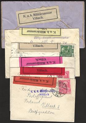 Poststück - Österr. - Partie Zensurpost WK I u.a. Verschlußzettel mit Farbvarianten, - Stamps