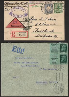 Poststück - parte Poststücke Bayern mit etwas D.Reich und Italienu.a. mit Rekopost, - Briefmarken