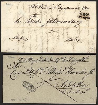 Poststück - Partie meist Vorphila Österr. u.a. mit Ybbs und Zwettl, - Stamps