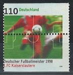 ** - BRD Nr. 2010 (1. FC Kaiserslautern) stark verzähnt, - Francobolli e Cartoline