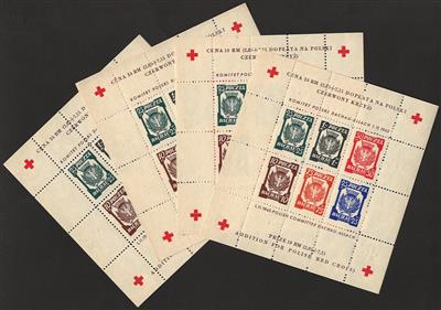 (*) - Deutschland 1945 Lagerpost Dachau - Allach Rotkreuzblock gezähnt d. Poln. Komitet - 50 Blöcke (postfr.) o. G., - Briefmarken und Ansichtskarten