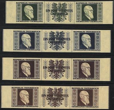 ** - Österr.   ANK. Nr. 780 B/ 783 B (Renner geschn.) waagr. Paar m. Zierfeld Wappen postfr., - Briefmarken und Ansichtskarten