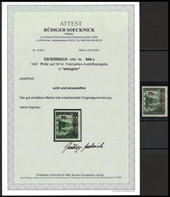 ** - Österr. Nr. 844c (STEINGRÜN), - Briefmarken und Ansichtskarten