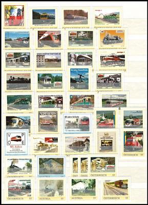 ** - Österr. - Sammlung Personalisierte Marken PM mit Eisenbahnmotiven - Philatagen, - Briefmarken und Ansichtskarten