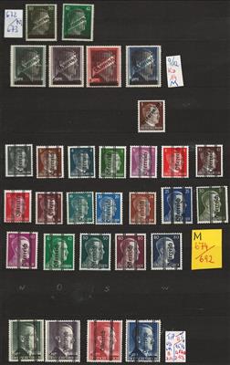 ** - Partie Österr. ab 1945 u.a. mit Gitter (Markwerte mit Prüfungsattest Sturzeis), - Briefmarken und Ansichtskarten