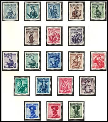 ** - Sammlung Österr. 1945/1970 u.a. mit Trachten II- Kindheit - Kärnten - Wiederaufbau II, - Stamps and Postcards