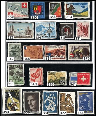 **/*/gestempelt/(*)/Poststück - Reichh. Spezialsammlung der Soldatenmarken der Schweiz, - Stamps and Postcards