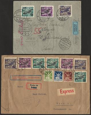 gestempelt/*/**/Briefstück/Poststück/(*) - Sammlung Tschechosl. ab 1918 u.a. div. "Notausgaben" 1945, - Francobolli e Cartoline