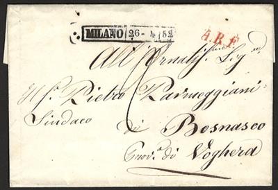 Poststück - Lomb. Ven. 1850/1852 - Partie markenlose Auslandsbriefe, - Briefmarken und Ansichtskarten