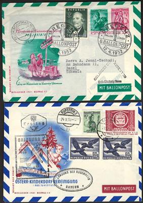 Poststück - Österr. - Partie Ballonpost aus ca. 1948/1960, - Francobolli e Cartoline