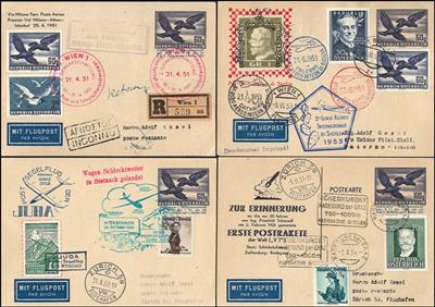 Poststück - Österr. - Partie Flugpost - Privatganzsachen mit Wertzeicheneindruck 60Gr. aus Flug 1950/53, - Francobolli e Cartoline