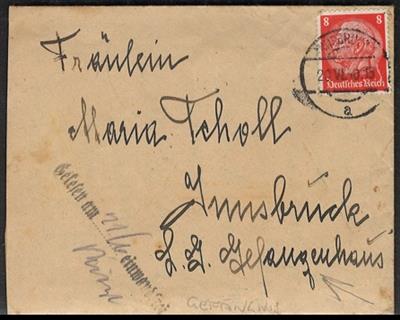 Poststück - Partie Poststücke D.Reich incl. POW Post u.a. Zensurbrief aus dem Gefangenenhaus Innsbruck, - Briefmarken und Ansichtskarten
