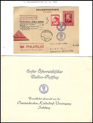 Poststück - Reichh. Partie Ballonpost Österr. 1948/1986, - Briefmarken und Ansichtskarten