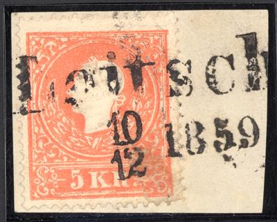 Briefstück - Österr. - Abstempelungen auf Ausgabe 1858 Krain, - Briefmarken und Ansichtskarten
