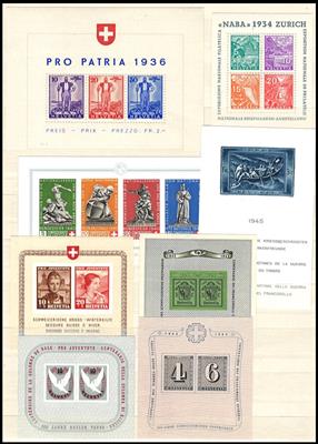 **/*/gestempelt - Partie Schweiz ab ca.1909 u.a. mit Blockausg., - Briefmarken und Ansichtskarten