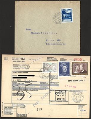 **/*/gestempelt/Poststück - Partie Liechtenstein, - Stamps and postcards