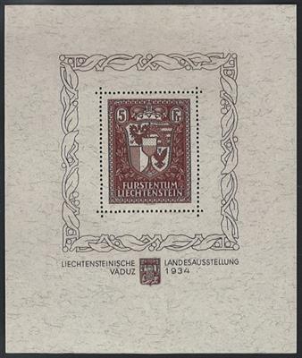 **/*/gestempelt/Poststück - Sammlung Liechtenstein 1912/1973 u.a. mit Bl. Nr. 1 ** (Prüfungsattest Reinhardt), - Francobolli e cartoline