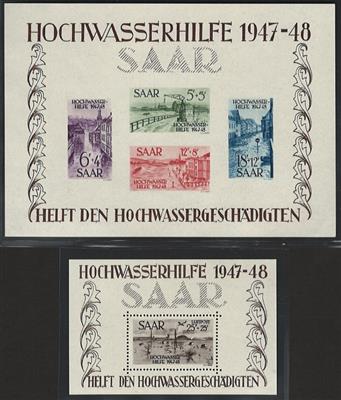 **/gestempelt - Sammlung Saarland - meist ** gesammelt u.a. mit Bl. Nr. 1/2 **, - Stamps and postcards