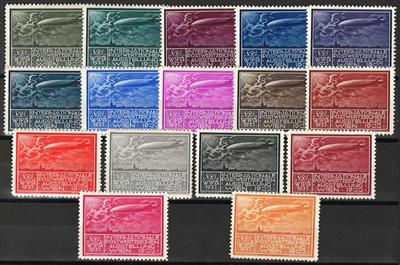 * - Österr. 1933 WIPA - Vignette "Zeppelin" in 16 verschiedenen Farben auf 1 Steckk., - Stamps and postcards