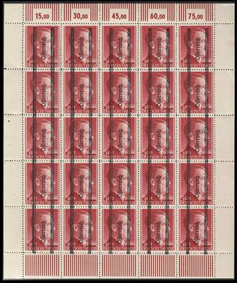 ** Österr. 1945 - Partie div. Werte aus Grazer in Einheiten bzw. im (angetrennten) Bogen, - Stamps and postcards