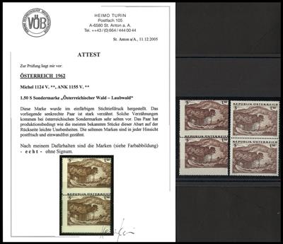 ** - Österr. Nr. 1155V (Wald im senkrechten Paar STARK VERZÄHNT), - Briefmarken und Ansichtskarten