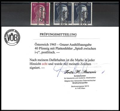 ** - Österr. Nr. 688 mit Plattenfehler "Spieß zwischeni-c", - Briefmarken und Ansichtskarten