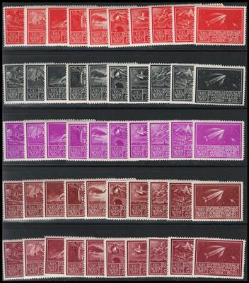 ** - Österr. WIPA 1933 - Serie zu 10 Motiven in 10 verschiedenen Farben, - Briefmarken und Ansichtskarten