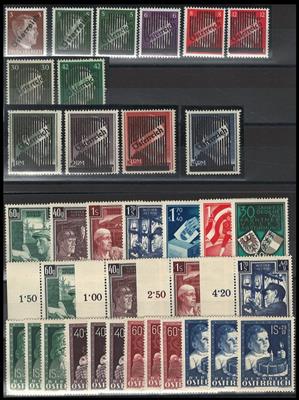 ** - Partie Österr. 1945/1953 mit Gitter - Kindheit (3) - Kärnten (3) - Flug 1950/53 - Wiederaufbau II (2), - Stamps and postcards