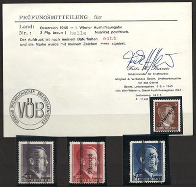 **/*/Poststück - Österr. 1945 - kl. Partie Aushilfs- u. Lokalausg., - Stamps and postcards