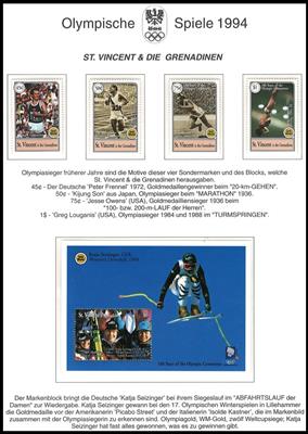 **/Poststück - Sammlung  "Olympische Winterspiele 1994 Lillehammer"kpl. (Europa u. Übersee) - Sätze, - Stamps and postcards