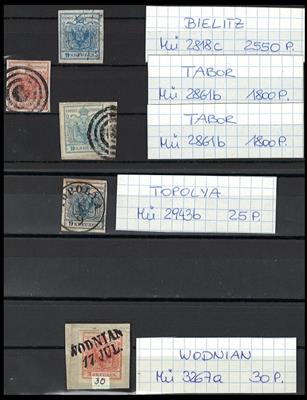 Briefstück/gestempelt - Österr. Partie Abstempelungen auf Ausg. 1850, - Stamps and postcards