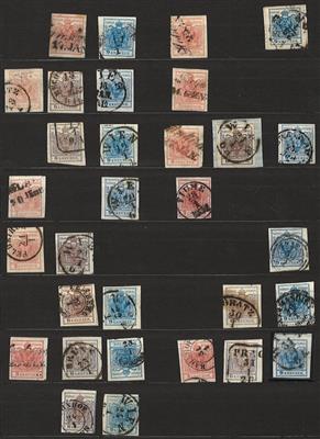 gestempelt/Briefstück - Österr. Ausg. 1850 - Datumsammlg. Jänner bis Dezember, - Briefmarken und Ansichtskarten