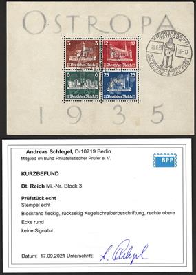 gestempelt - D.Reich Block Nr. 3 mit entsprechendem Sonderstempel vom 26.6. 1935, - Známky a pohlednice