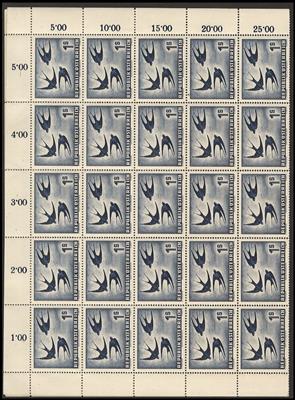 Österr. - 3S und 5S aus Flug 1950/53 je in Einheit zu 10 Stück, - Stamps and postcards