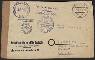 Poststück - 6 Kriegsgefangenenbelege aus Frankreich sowie 1 Beleg aus Berlin 1949, - Stamps and postcards