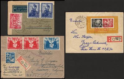 Poststück/Briefstück - Partie Poststücke DDR ab 1949 u.a. mit Marx - Blöcken gez. und IFABA Block je auf Rekokuvert, - Stamps and postcards